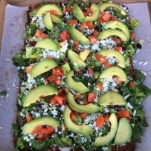 Large Gluten-free avocado salad pizza from Greyblock Pizza